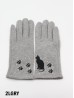 Cat Print Touch Screen Glove W/ Rhinestone & Pearls